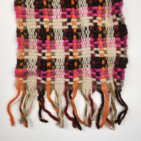Echo Italian Wool Blend Multicolored Woven Fringe Trim Scarf - Picture 3 of 6